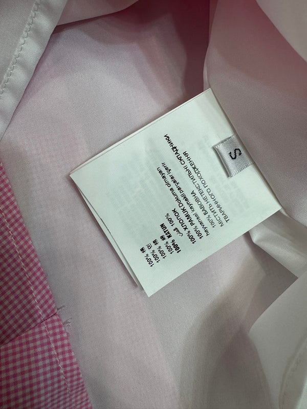 Miu Miu 26 Blue Plaid Pleated Dress with Puffed sleeves Pink in Cotton 254536