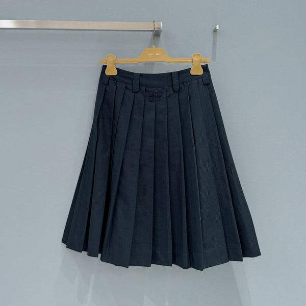 Jupe midi plissée Miu Miu 26 noire en coton 253546