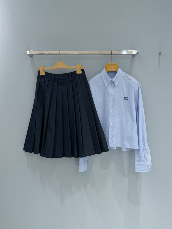 Jupe midi plissée Miu Miu 26 noire en coton 253546