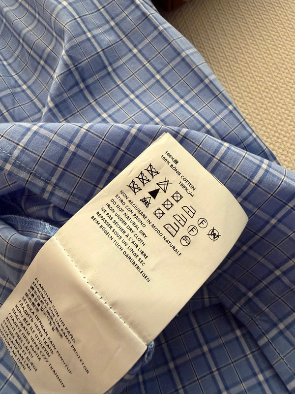 Robe Miu Miu 26 à carreaux bleus et blancs en coton, épaules dénudées 251673