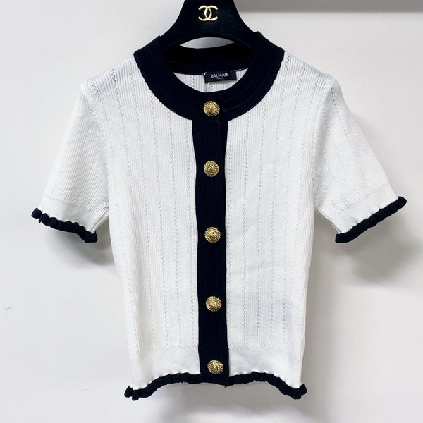Balmain Cardigan Chemise à manches courtes Blanc en Polyester 178810