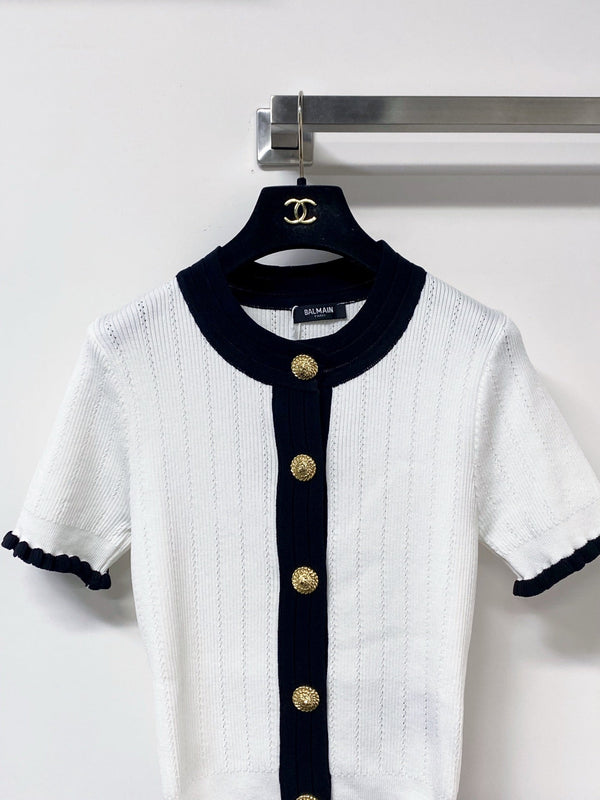 Balmain Cardigan Chemise à manches courtes Blanc en Polyester 178810