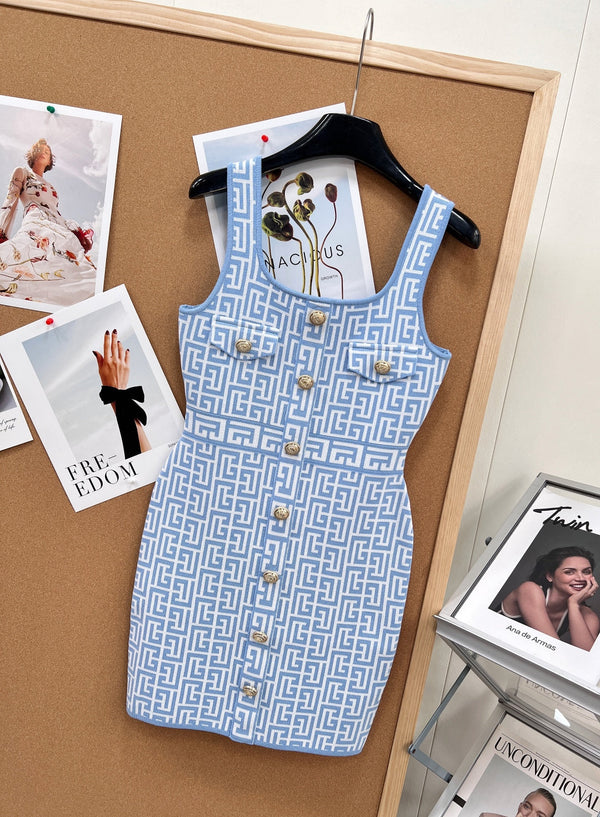 Robe Balmain moulante bleue en Tencel 174439