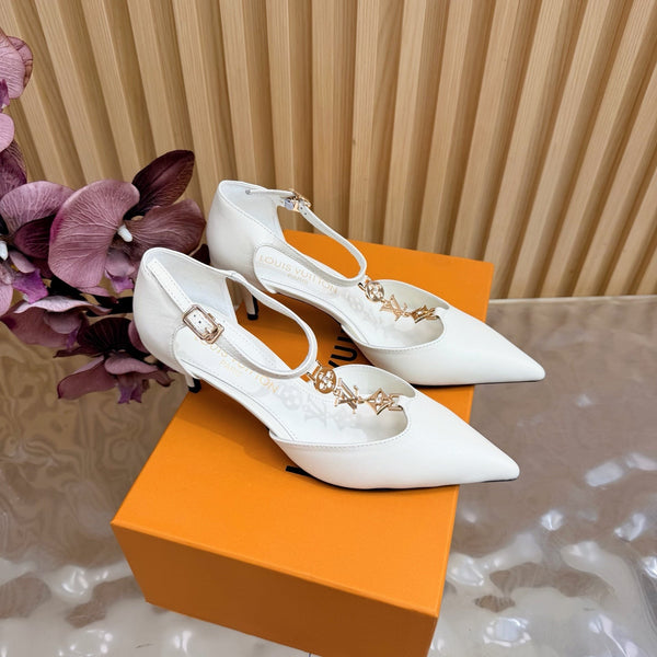 LV 6AM Slingback Pump 65 White in Cowhide 703073