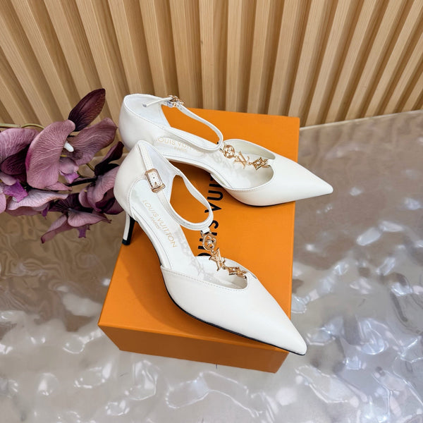 LV 6AM Slingback Pump 65 White in Cowhide 703073