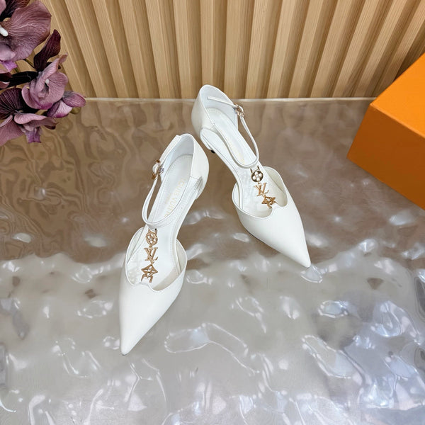 LV 6AM Slingback Pump 65 White in Cowhide 703073