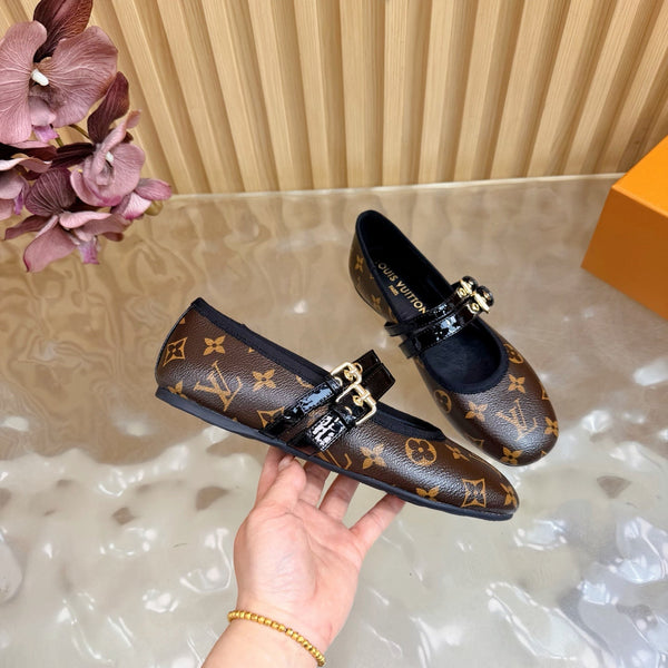 LV Romy Flat Ballerina Brown in Cowhide Monogram 703062