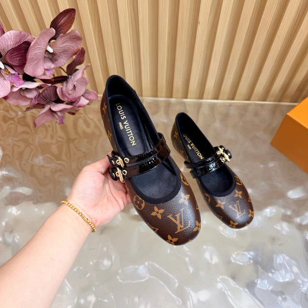 LV Romy Flat Ballerina Brown in Cowhide Monogram 703062