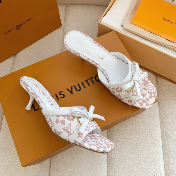 LV 26SS Single Kitten Heel Sandals 55 Light Pink in Cowhide 703053