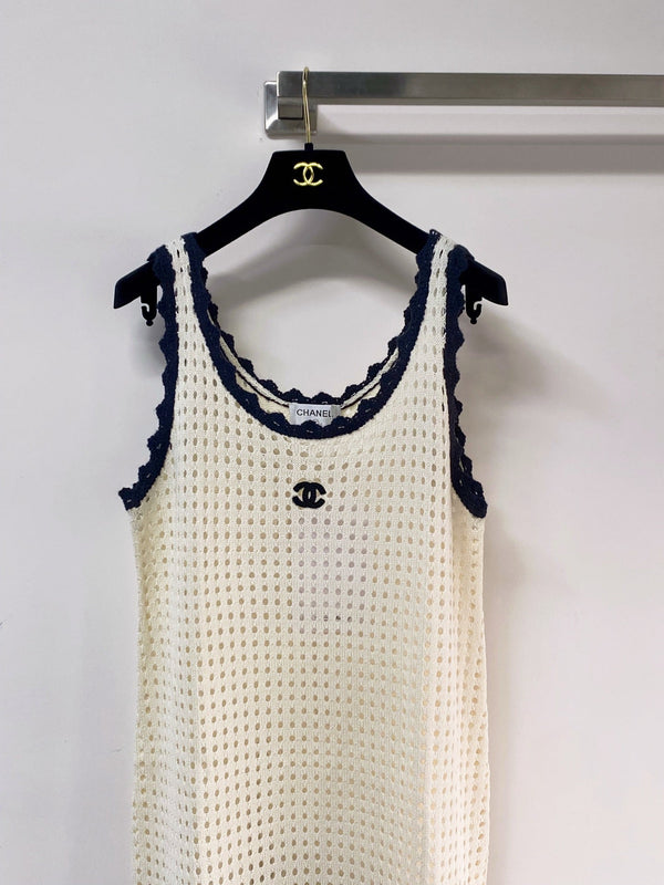 Robe Gilet Chanel Blanc en Laine 262527