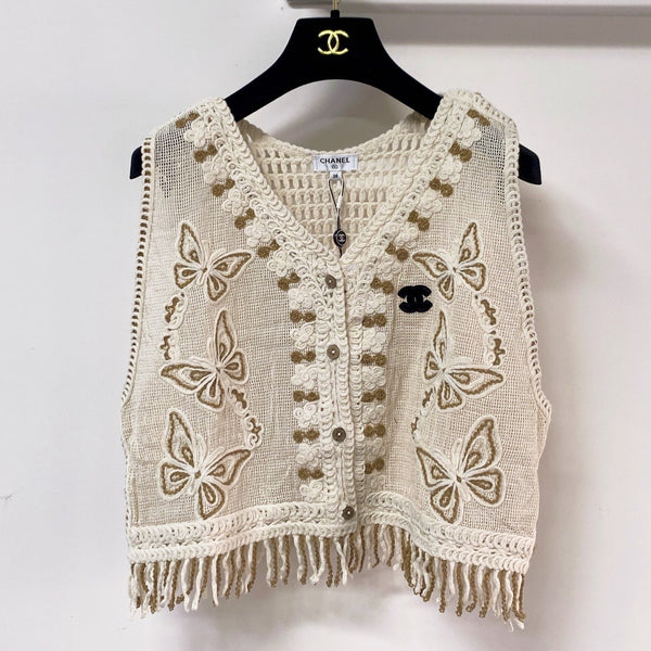 Gilet Chanel crème en coton 262462