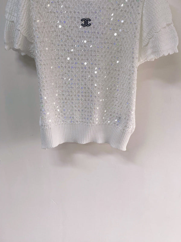 Chanel Short-Sleeve T-Shirt White in Cotton 257156