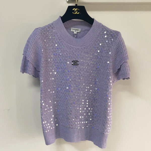 Chanel Short-Sleeve T-Shirt Purple in Cotton 257155