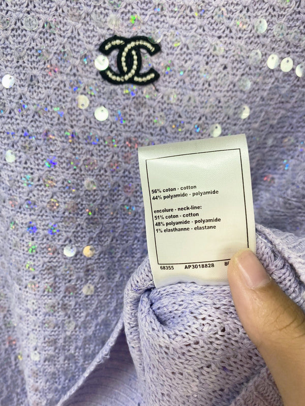 Chanel Short-Sleeve T-Shirt Purple in Cotton 257155