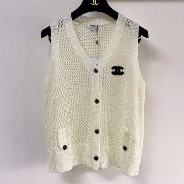 Gilet Chanel crème en coton nitrile 257209