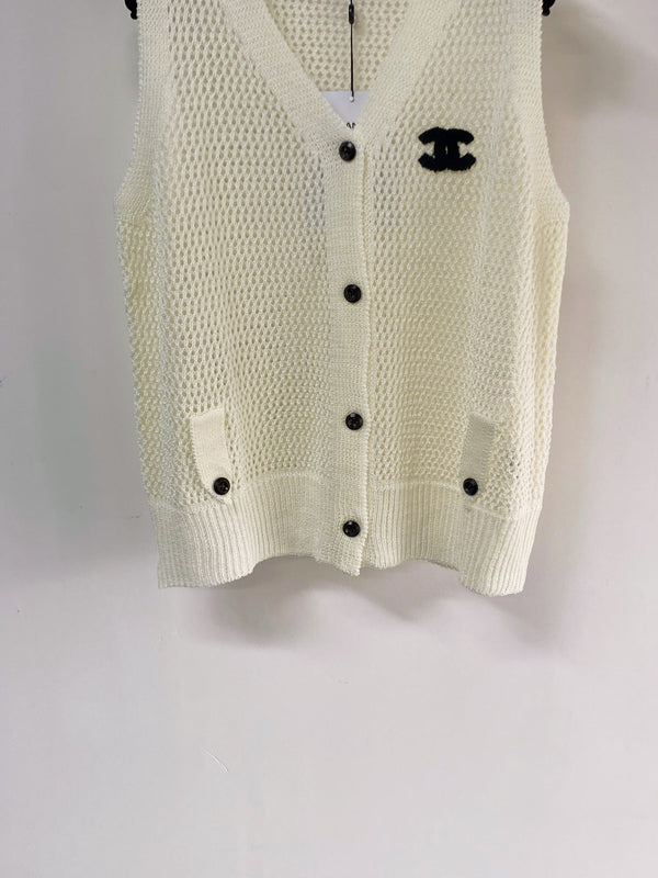 Gilet Chanel crème en coton nitrile 257209
