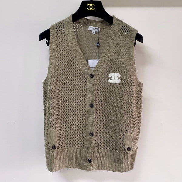 Gilet Chanel Kaki en Coton Nitruré 257208