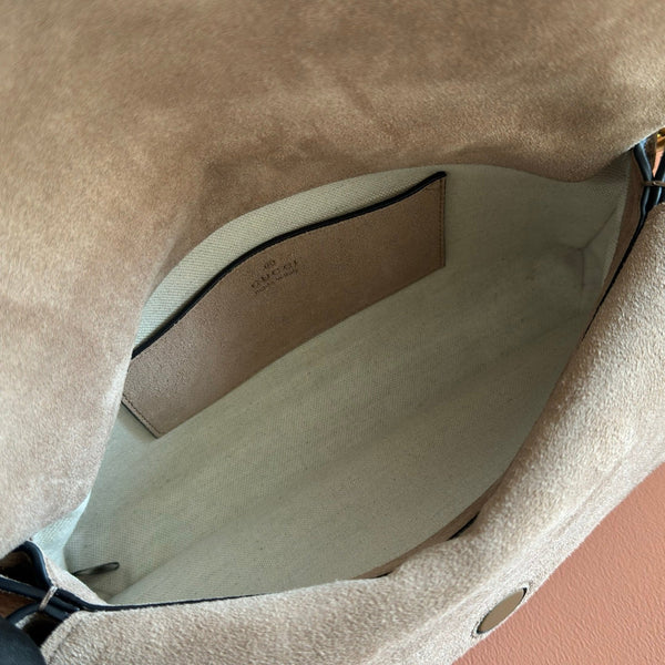 GG Medium Shoulder Bag With Chain Pinkish Beige GG Suede