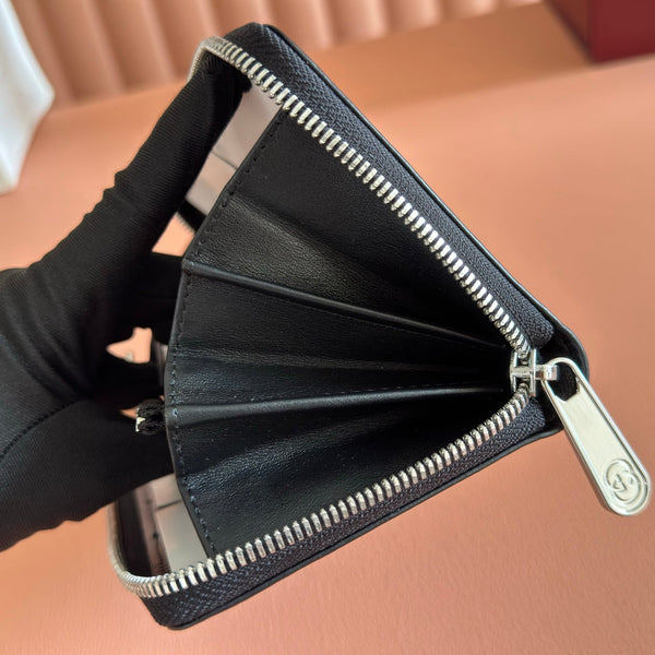 Gucci Web Trademark Zip Around Wallet Black in Cowhide 284918