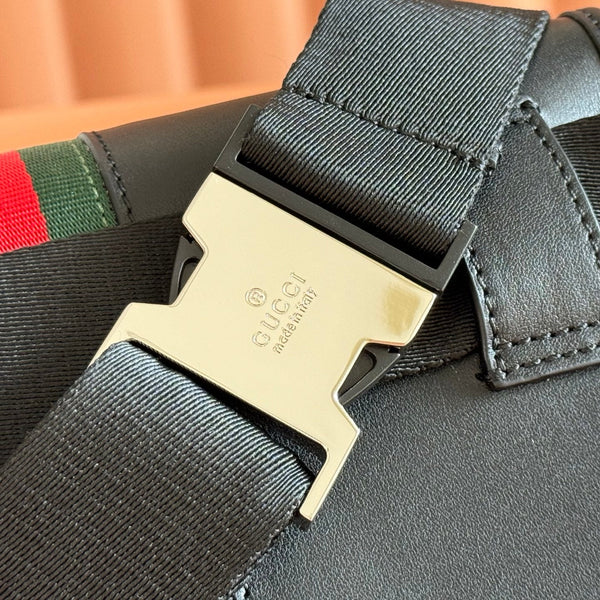 Gucci Web Trademark Belt Bag 24 Black in Cowhide 284919