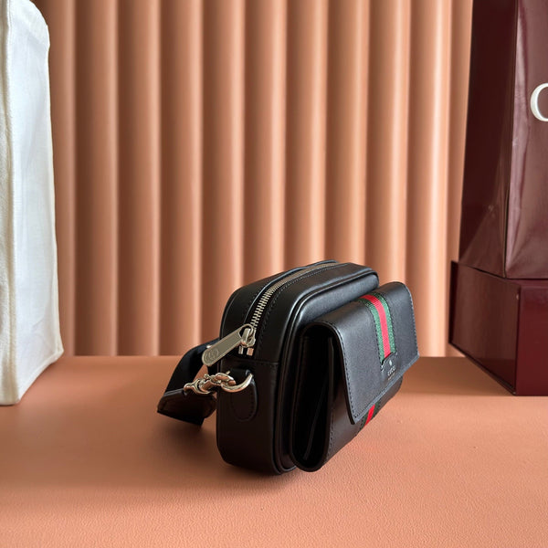 Gucci Web Trademark Mini Bag 20 Black in Cowhide 284922