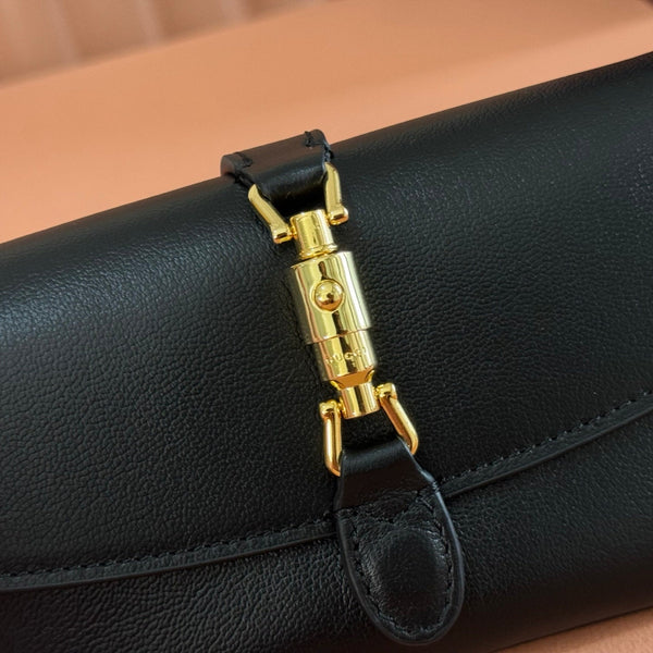 Gucci 26 Jackie Small 21.5cm Black Gold in Cowhide 284989