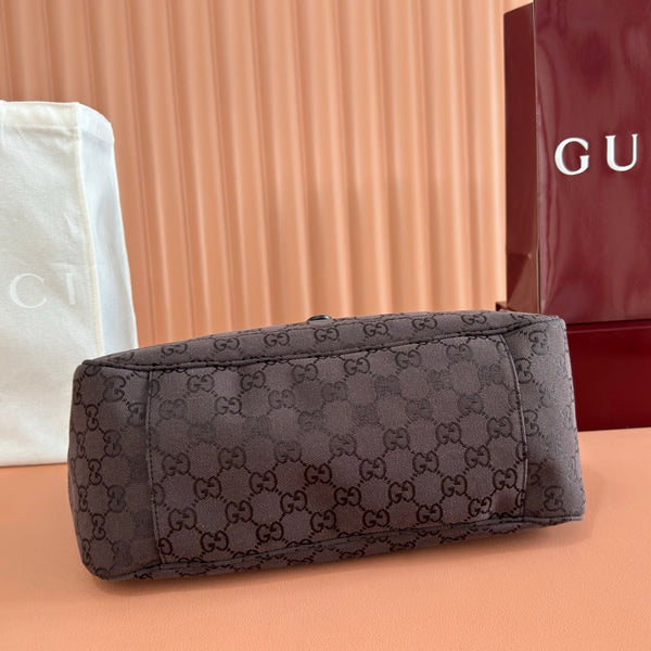 Gucci Sac Cabas Mercato 26 35cm Marron Doré en Toile 284997
