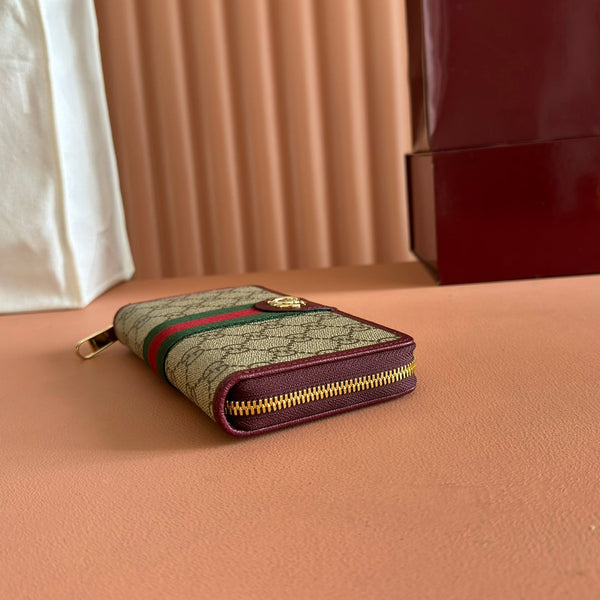 GG Ophidia Wallet 19.5 Dark Brown Beige in Soft GG Supreme 285050