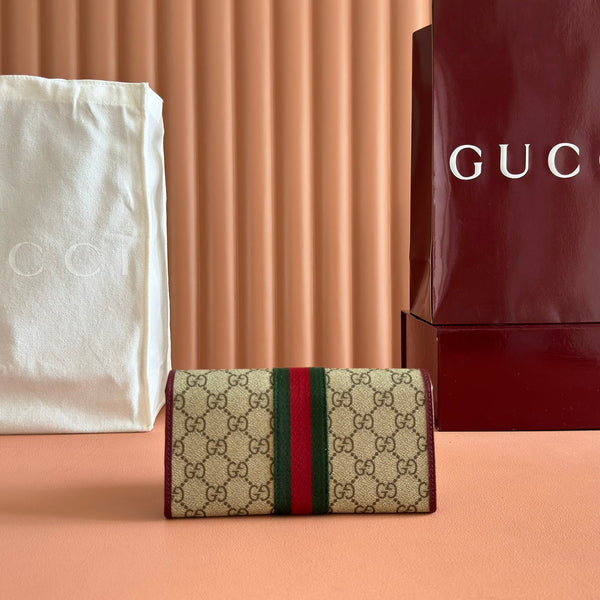 Gucci Ophidia Continental Wallet 19 Dark Brown Beige in Soft GG Supreme 285049