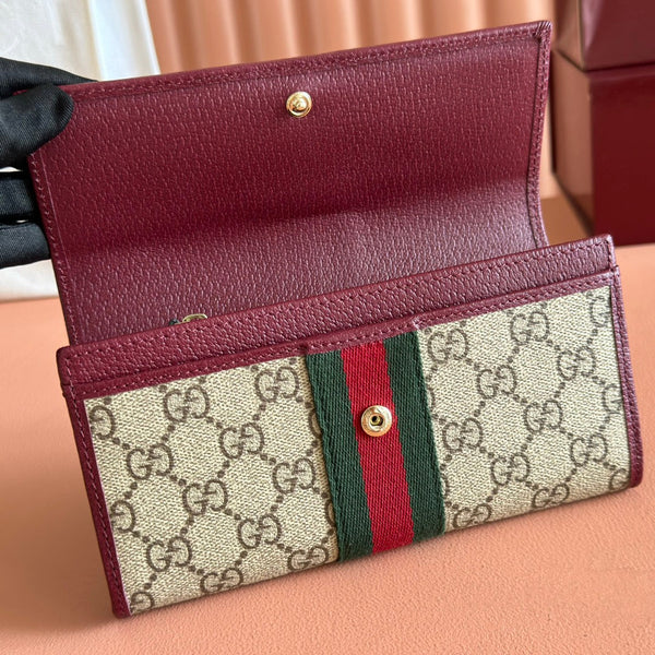 Gucci Ophidia Continental Wallet 19 Dark Brown Beige in Soft GG Supreme 285049
