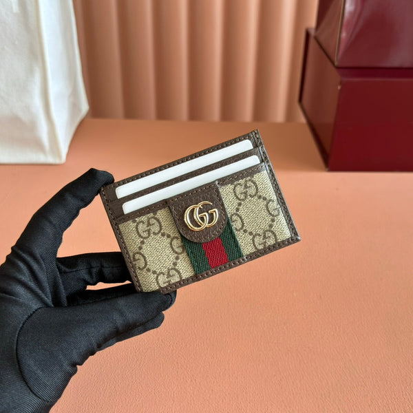 Gucci Ophidia Card holder Brown Beige in Soft GG Supreme 285055