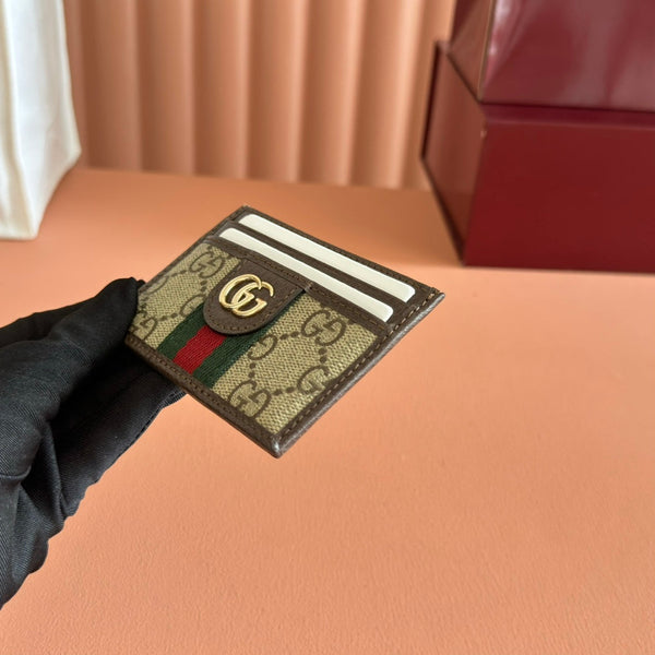 Gucci Ophidia Card holder Brown Beige in Soft GG Supreme 285055