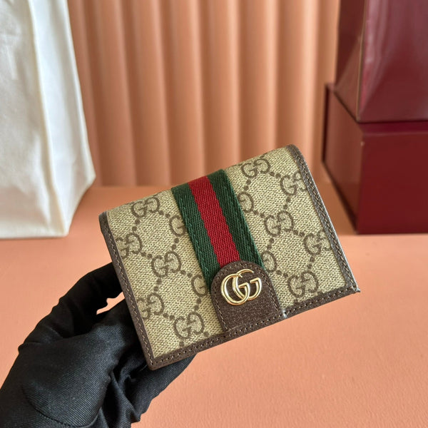 GG Ophidia Wallet 11 Brown Beige in Soft GG Supreme 285056
