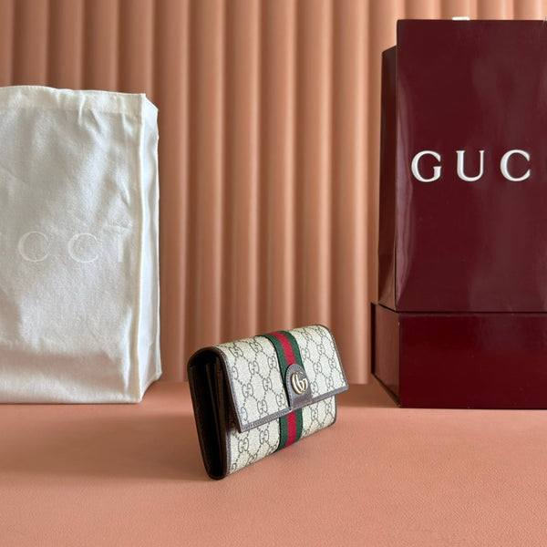 Gucci Ophidia Continental Wallet 19 Brown Beige in Soft GG Supreme 285062
