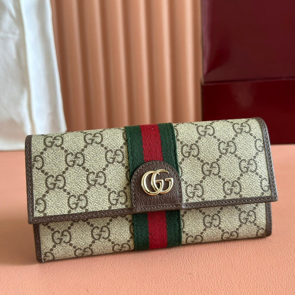 Gucci Ophidia Continental Wallet 19 Brown Beige in Soft GG Supreme 285062