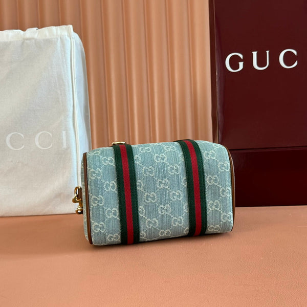 Gucci Mini 20 Handbag Light Blue in GG Monogram Coated Fabric 285243