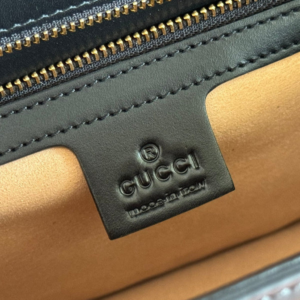 Gucci Sylvie 25.5 Shoulder Bag Black Gold in Cowhide 285222