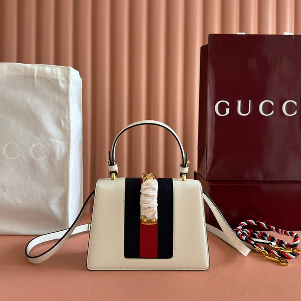 Gucci Sylvie Mini Bag 20 White Gold  in Cowhide 285220