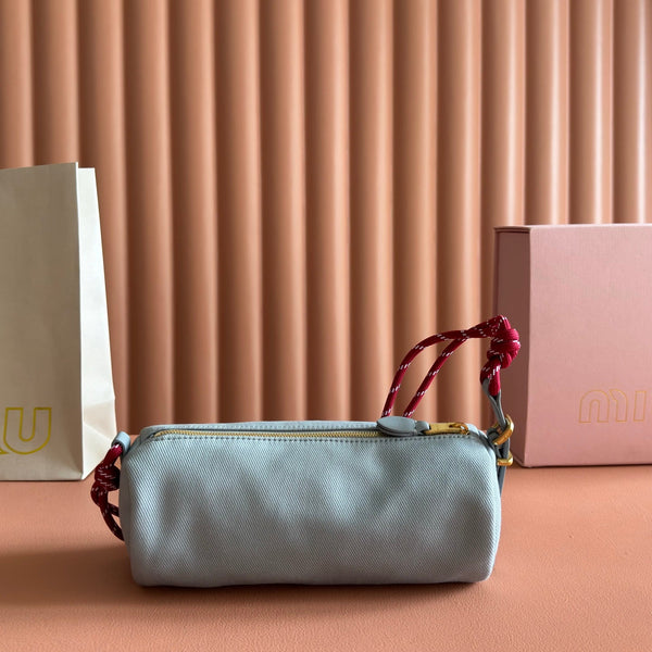 Miu Miu Adventure Nappa Canvas Bucket Bag 22 Gray in Fabric 285322