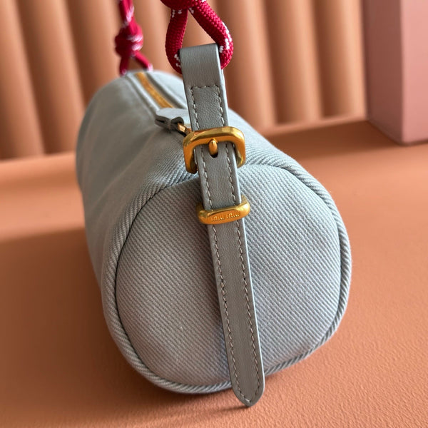 Miu Miu Adventure Nappa Canvas Bucket Bag 22 Gray in Fabric 285322