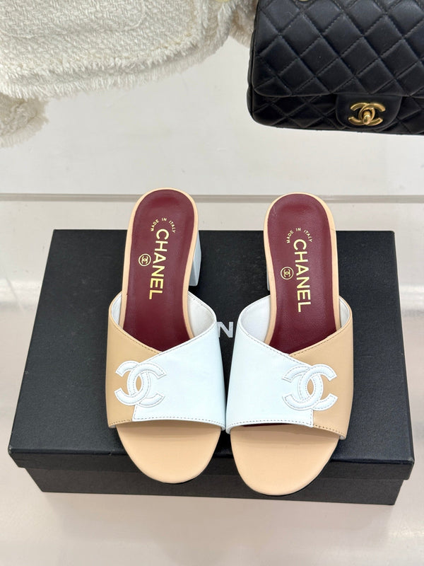 CC 26S Double C Patchwork Sandal 50 Beige White in Cowhide 706375