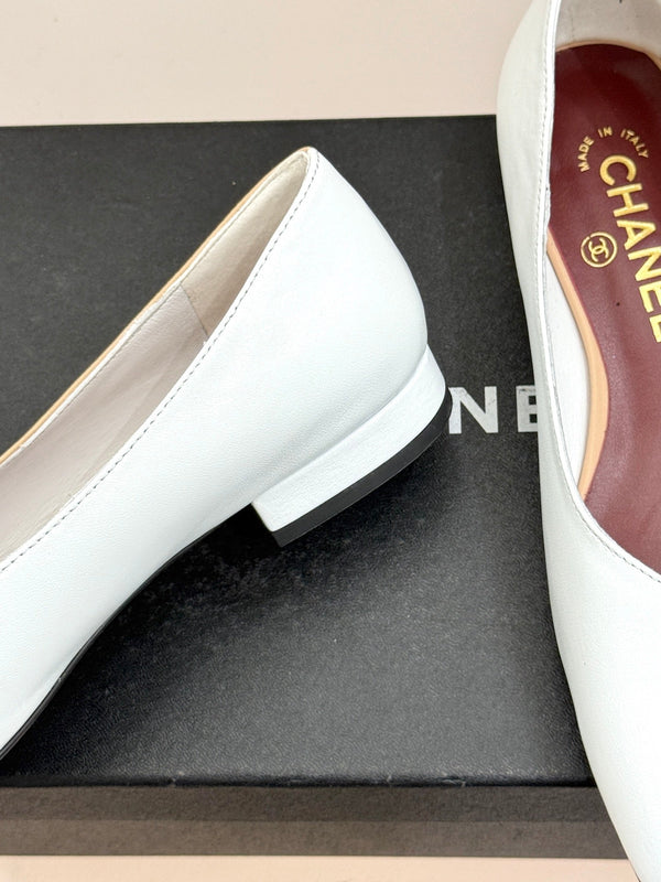 CC 26S Double C Patchwork Ballet Flat Beige White in Cowhide 706368