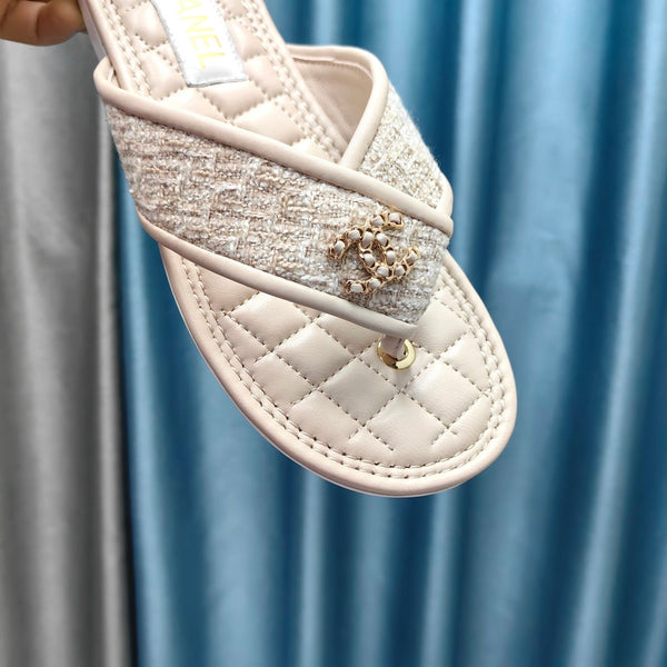 Chanel 26P Flip-Flops Cream in Woven 712314