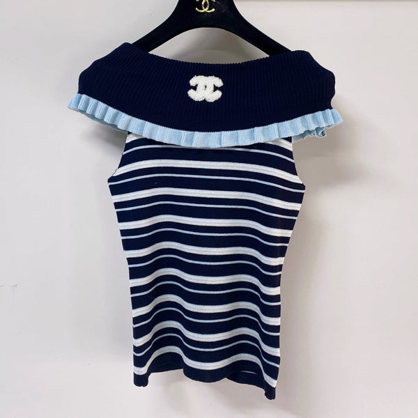 Chanel 26 Gilet Bleu marine en Acrylique 283185