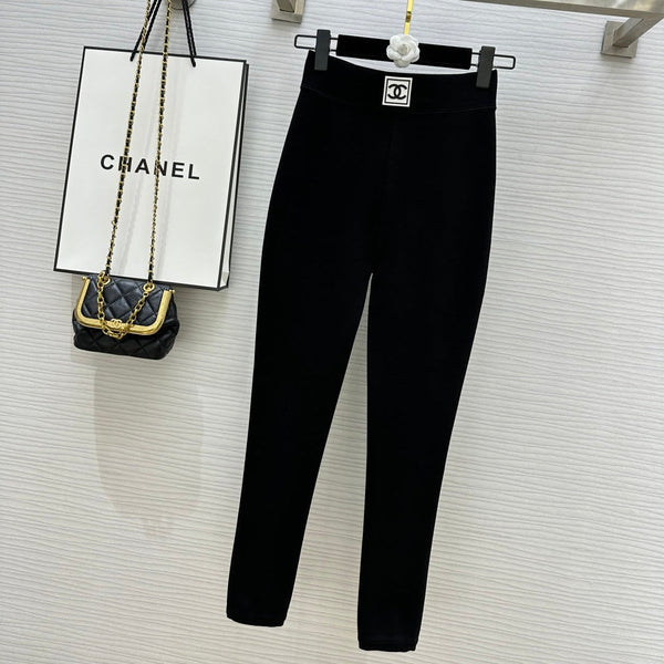Legging en velours bébé noir Chanel 276220