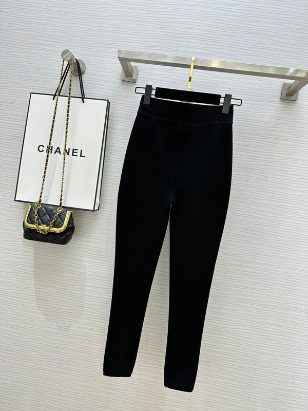 Legging en velours bébé noir Chanel 276220