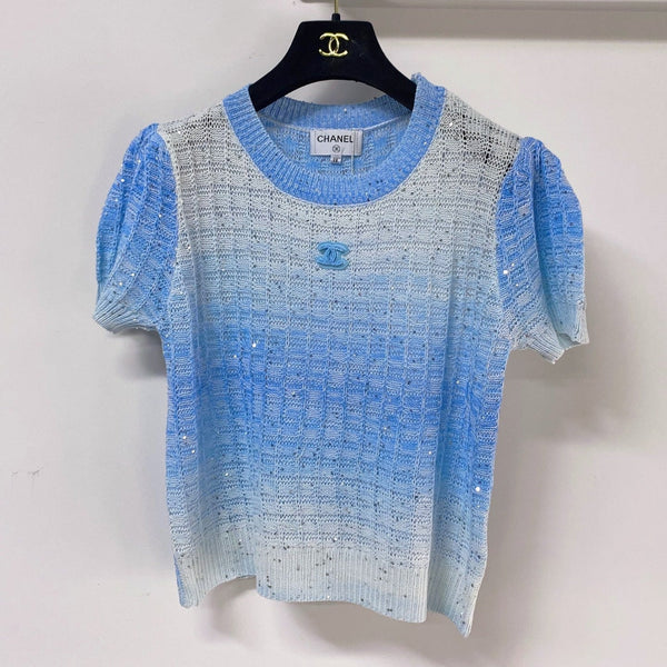 Chanel Short-Sleeve T-Shirt Blue in Wool 283190