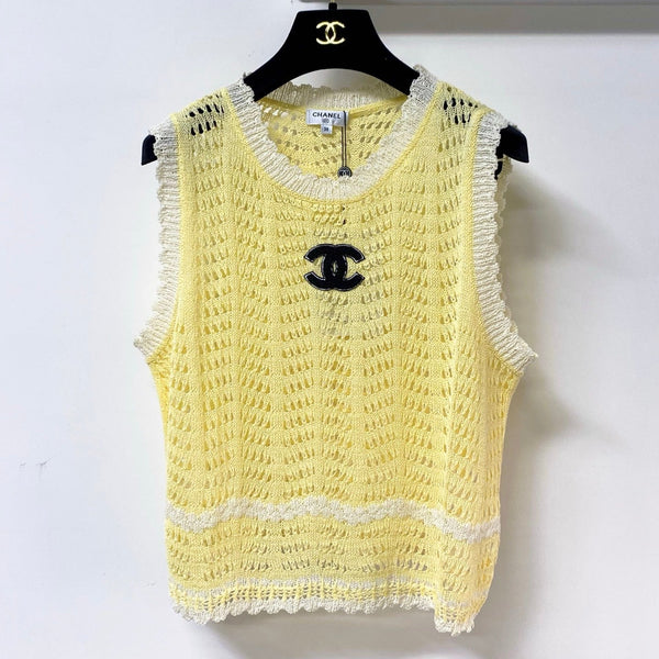 Gilet Chanel jaune en coton nitrile 278195
