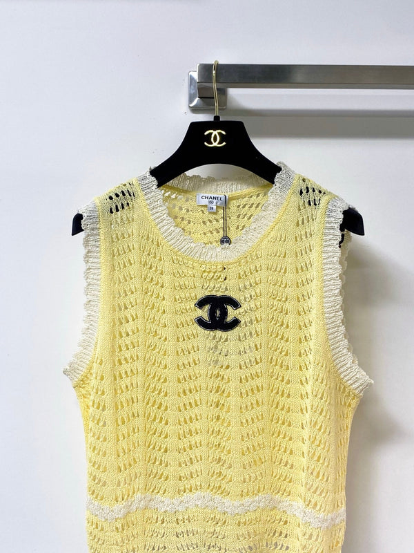 Gilet Chanel jaune en coton nitrile 278195