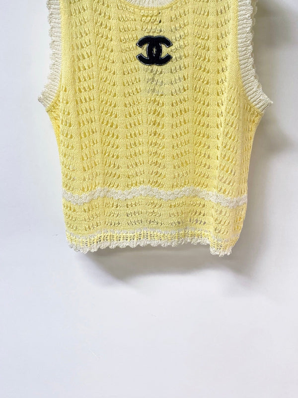 Gilet Chanel jaune en coton nitrile 278195